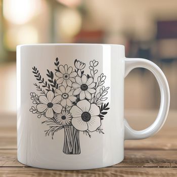 A digital illustration of a colorful bouquet of flowers, suitable for graphic design and crafting projects.