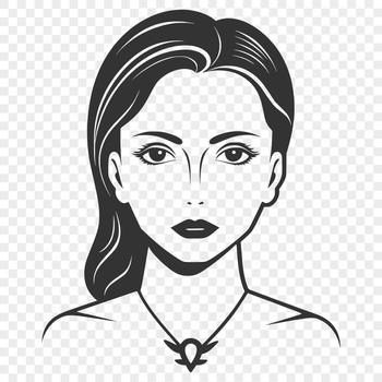 A stylized illustration of a woman in various poses and outfits, suitable for use as clip art in digital design projects.