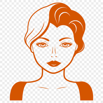 A simple illustration of a woman in various forms, including vector formats such as SVG, PNG, and PDF.