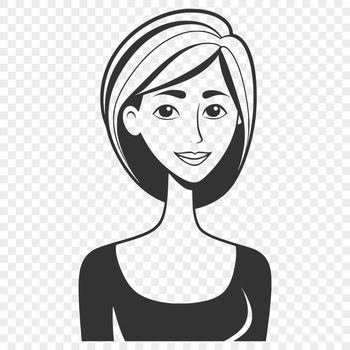 A simple line art illustration of a woman, suitable for digital crafting and cutting machine projects.
