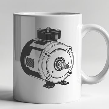A simple line drawing of an electric motor, suitable for vector art and cutting machine stencils.