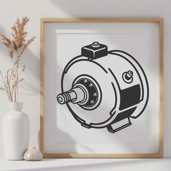 A detailed illustration of a motor with technical components.
