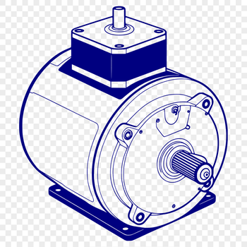 Vector illustration of an electric motor with mechanical components, suitable for digital design and crafting.