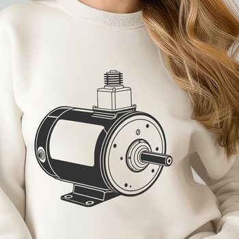Detailed digital illustration of a motor with moving parts in vector format.
