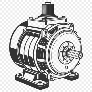 Vector illustration of a high-tech electric motor with detailed components.