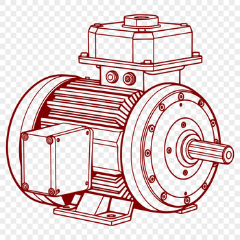 A detailed illustration of a motor with moving parts, ideal for vector graphics and cutting machine projects.
