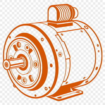 A detailed illustration of a motor with moving parts, suitable for vector graphics.