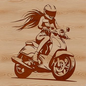 An SVG graphic representation of a motorbike with clean lines and minimal shading.