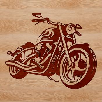 A stylized illustration of a motorbike, designed as a vector graphic for digital use.