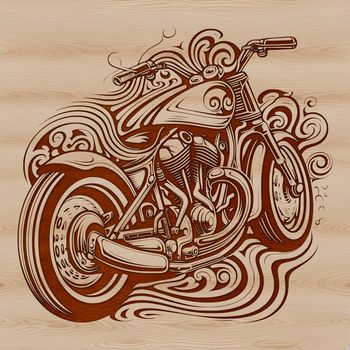 A vector graphic representation of a motorcycle featuring intricate details.