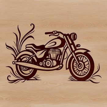 Ornate motorcycle design with detailed lines and shapes, ideal for vector art projects.