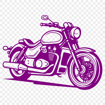 Motorcycle illustration in a simplified vector design style.