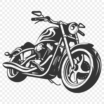A simple illustration of a motorcycle with wheels and engine, suitable for digital design and crafting projects.
