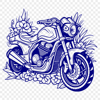 Ornate motorcycle with floral design elements, vector illustration.