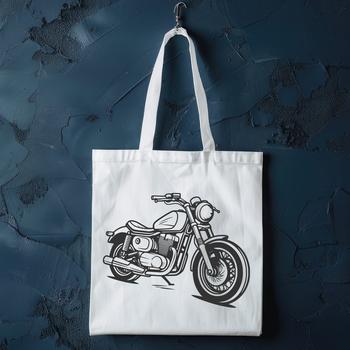 An outline diagram of a motorbike showing its various components in a simple layout.