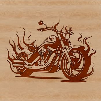 A vector graphic design of a motorbike with intricate details and bold styling.