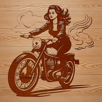 An outline vector graphic of a motorbike in a modern style.