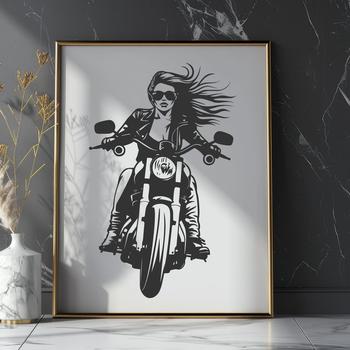 A detailed illustration of a motorcycle with engine and wheels, designed as a vector graphic.