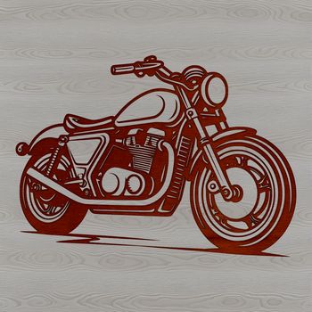 An SVG vector graphic representation of a motorbike in bold, graphic detail.