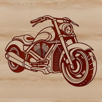 Illustrative graphic of a motorcycle with clean lines and minimalist design.