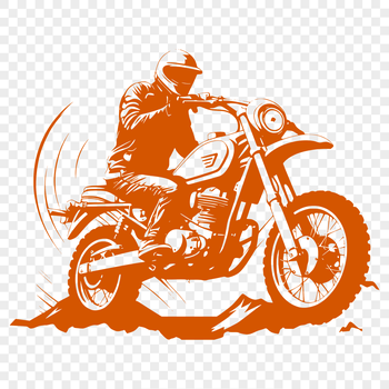 A 2D illustration of a motorcycle in a simple vector design style.