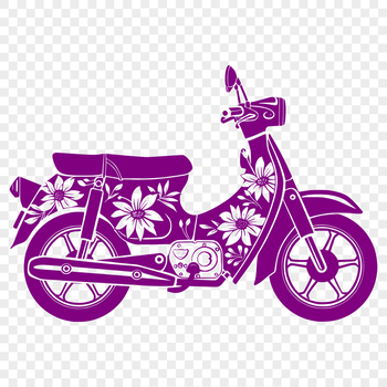 A detailed illustration of a motorcycle with sleek lines and curves, ideal for cutting out with a Cricut or laser cutter.