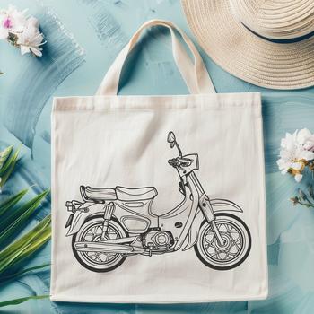 A vector illustration of a motorcycle with sleek lines and detailed components.
