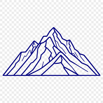 A detailed, scalable illustration of a mountain landscape in vector format.