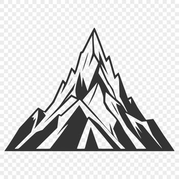 A digital illustration of a mountain landscape with peaks and valleys.