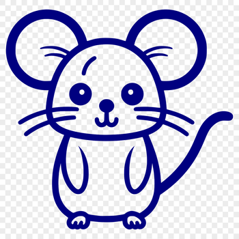 A simple line drawing of a cute mouse depicted in full body pose.