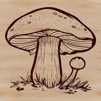 A high-quality digital illustration of a mushroom for graphic design projects.