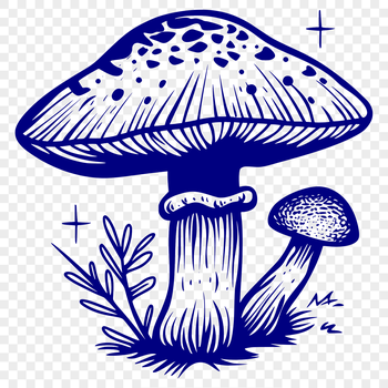 A simple line-drawn illustration of a mushroom with cap and stem.