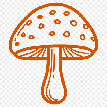 A simple line drawing illustration of a mushroom, suitable for vector design projects.