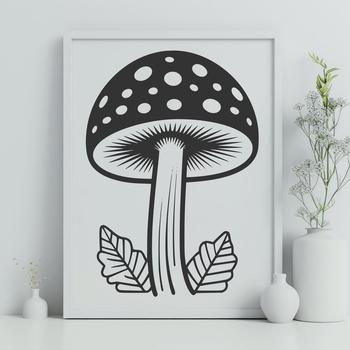 A detailed illustration of a mushroom for use in vector design projects.