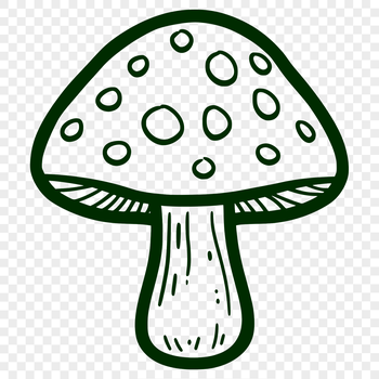 Simple line drawing of a mushroom in vector format.