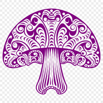 A detailed illustration of a mushroom with intricate details.