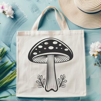 A detailed graphic representation of a mushroom suitable for cutting or engraving.