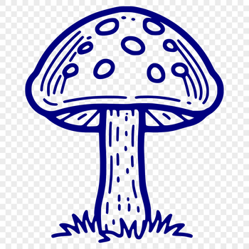 A simple line drawing of a mushroom for graphic design and crafting projects.