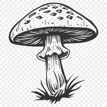 A detailed illustration of a mushroom in various colors, suitable for clip art and vector design.