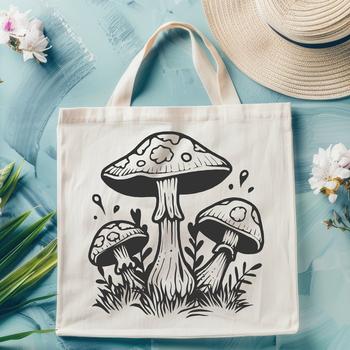 An ornamental design featuring a single mushroom, ideal for use in digital crafts and creative projects.