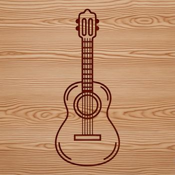 Simple line drawing of a guitar for music enthusiasts.