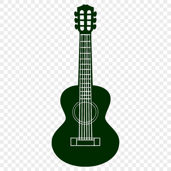 A detailed illustration of a musical instrument featuring six strings.