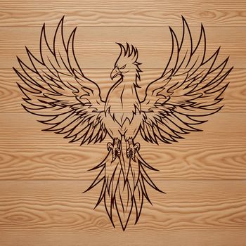 Mythical Phoenix design in vector format, suitable for cutting machines and laser cutters.