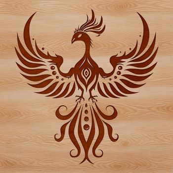A mythical phoenix with outstretched wings, depicted in high-quality vector art format.