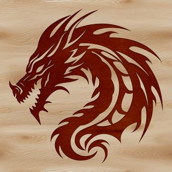 Illustrated dragon head with mythical creature design in high-quality vector format.