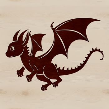 A mythical dragon with scales and wings, depicted in vector art for digital use.