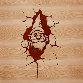 A mythical creature with a sturdy head smashing through a brick wall, rendered as a vector graphic.
