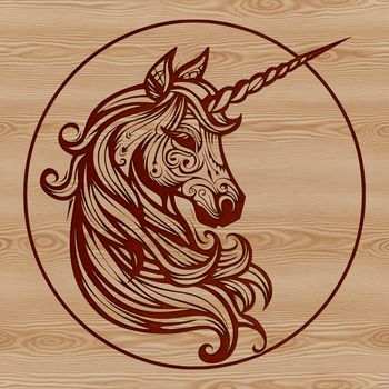 A mythical creature from fairy tales, depicted with an ornate head and flowing mane.