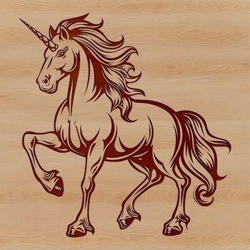 Vector illustration of a mythical unicorn in fantasy style.