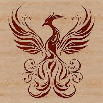 A detailed illustration of a mythical phoenix, rendered in vector format with intricate design elements.